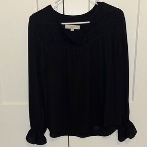 LOFT Black Ruffle Sleeve Blouse
